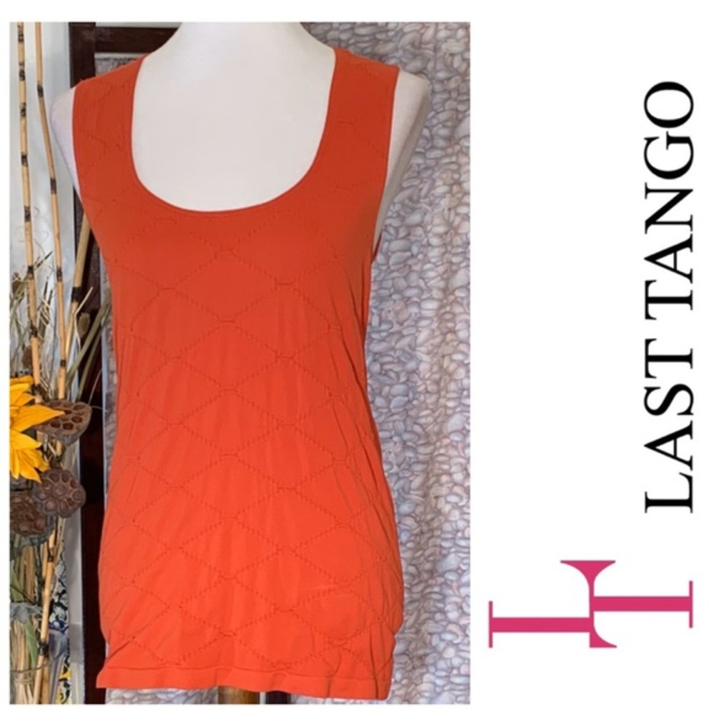 Last Tango solid orange sleeveless tank top.
